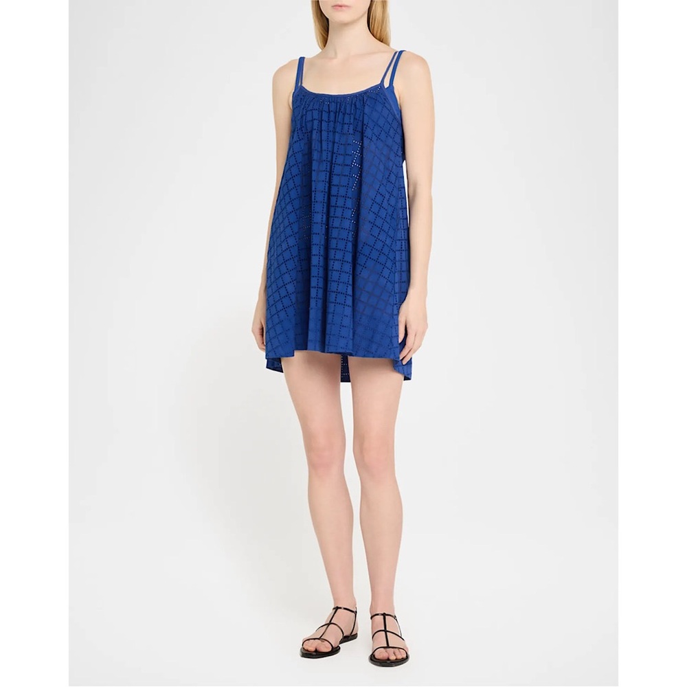 Solid & Striped Eyelet Grid Lindsay Dress Maritime Navy Blue XS